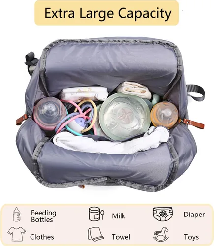 Miniatura 3 de Frank Mully Bolsa de pañales Mochila grande multifunción de viaje para mamá papá Rosa 1 Negro blanco