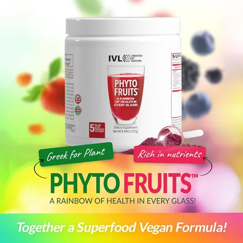 Miniatura 8 de IVL - Phyto Fruits Superfood Powder - Apoya la energía - Digestivo y probiótico - Antioxidante - Vegano - 40 frutas y nutrientes más 6 cepas