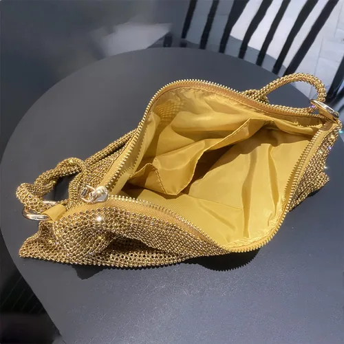 Miniatura 3 de Bolso de noche brillante con diamantes de imitación para mujer, bolso de mano plateado, bolso Hobo para fiesta, baile de graduación, boda