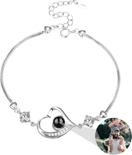 Miniatura 33 de Godchoices Pulsera de fotos personalizada, pulsera de proyección de fotos con imagen en el interior, collar con texto en inglés "I Love You
