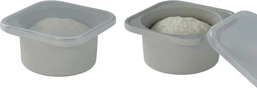 Recipientes apilables de silicona para probar masa de pizza artesanal con tapas - paquete de 2/3/4/5 unidades - porción de 500 ml (Gris, paquete de