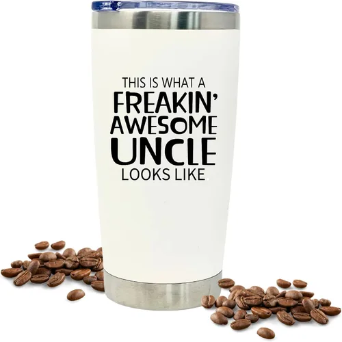 Brooke & Jess Designs Vaso de acero inoxidable aislado al vacío para tíos – Taza de café de viaje grande – Regalos divertidos para tío – Taza de