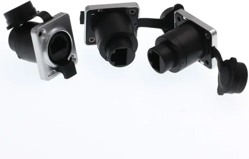 Miniatura 2 de 3 unids recto doble puerto RJ45 zócalo, Ethernet impermeable conector IP65 montaje en panel compatible CAT5e