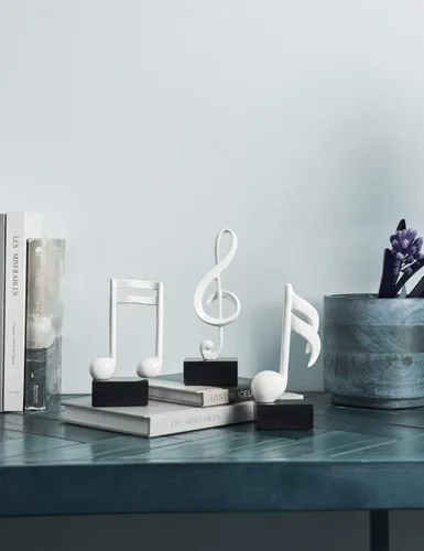 Miniatura 10 de HAUCOZE Decoración de notas musicales, decoración musical, regalos, centro de mesa, escultura, piano, estatua, blanco, 7.5 pulgadas