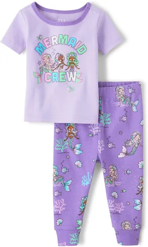 Miniatura 4 de The Children's Place Conjunto de pijama de 2 piezas de camiseta de manga corta y pantalones de ajuste cómodo, 100% algodón, para bebés y niños