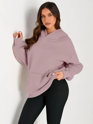 Miniatura 2 de Trendy Queen - Sudaderas extragrandes con capucha para mujer, suéteres de manga larga, sin botones, de vellón, de otoño, ropa de invierno