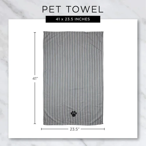 Miniatura 9 de Bone Dry Pet Drying Collection - Toalla de microfibra bordada para mascotas, XL, 41 x 23.5 pulgadas, color celeste con huella de hueso negra Azul