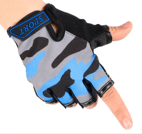Miniatura 25 de Guantes de ciclismo sin dedos para niños, transpirables, antideslizantes, absorben los golpes, guantes de ciclismo para niños, niñas, niños, pesca
