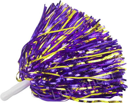 Miniatura 11 de Lovecheer 12/24 Piezas de Pompones Metálicos Pompones de Animadora Espumosos Brillantes con Mango Espíritu de Equipo Deportivo para Baile y Rosa