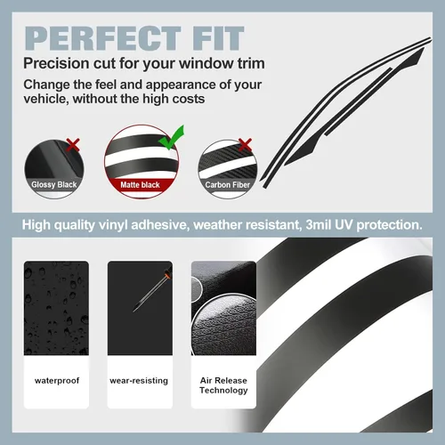 Miniatura 2 de Xotic Tech - Juego de calcomanías precortadas de vinilo para puerta lateral, cromadas, color negro mate, compatible con Honda Civic Coupe 2016-2021