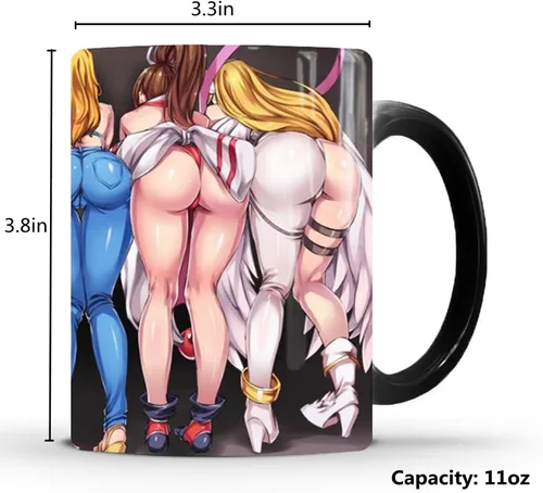 Miniatura 3 de Taza de café divertida, regalos de elefante blanco para adultos, taza de café de belleza de anime, taza que cambia de color (11 onza), regalos