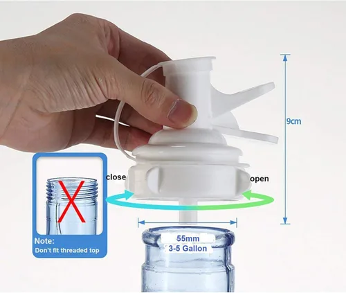 Miniatura 2 de Válvula dispensadora de agua para botellas de 2.165 in, grifo reutilizable de 5 galones con tapa antipolvo, polipropileno de grado alimenticio