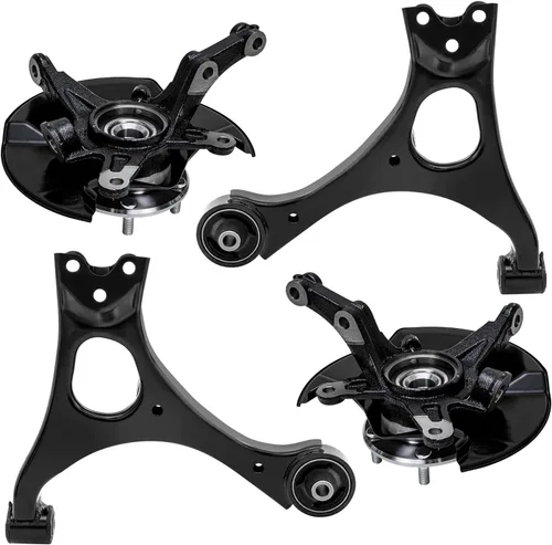 Detroit Axle - Kit de 4 brazos de control delanteros para Honda Civic 06-11, 2 nudillos de dirección y cubos de cojinetes de rueda, 2 brazos de