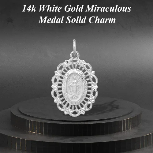 Miniatura 5 de 14k Gold Miraculous Medal Solid Charm Pendant Fine Jewelry for Women