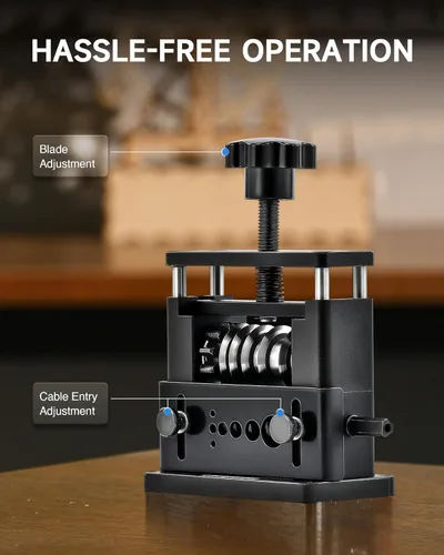 Miniatura 4 de CREWORKS Máquina peladora manual de cables, máquina pelacables accionada por taladro con 6 canales y 5 cuchillas, herramienta pelacables portátil