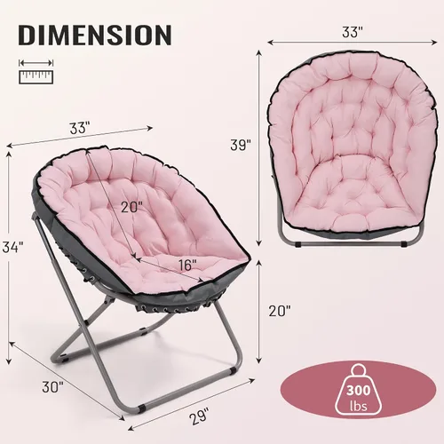 Miniatura 2 de KROFEM Silla plegable con platillo para sala de estar, acogedora silla circular redonda, ideal para dormitorio, espacios pequeños, salón