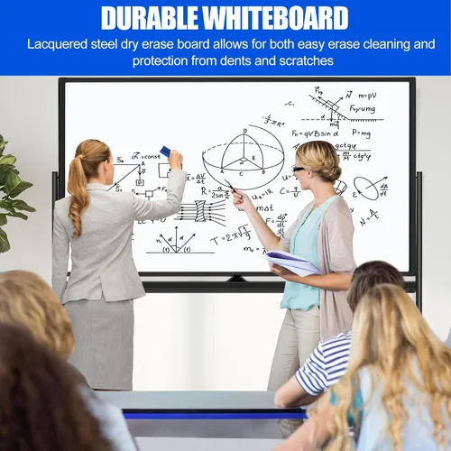 Miniatura 6 de Pizarra blanca magnética móvil de 72 x 48 pulgadas, pizarra blanca rodante sobre ruedas, grande de doble cara de 6 x 4 pies con soporte, pizarra