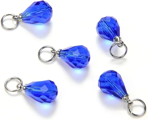 Miniatura 12 de 10 cuentas sueltas de piedra natal de enero de Adabele de 0.394 pulgadas con forma de lágrima austriaca roja y pera, cuentas de gota con anillos