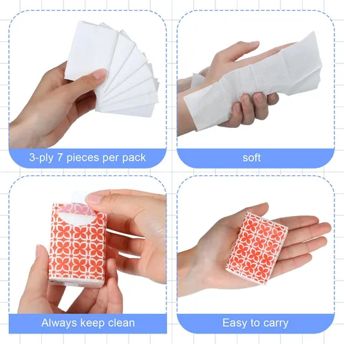 Miniatura 4 de Yinder Paquete de 120 pañuelos de bolsillo de tamaño de viaje, 3 capas, papel facial geométrico a granel, pequeños pañuelos para billetera