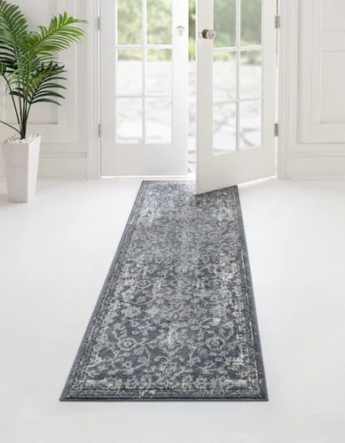 Miniatura 24 de Unique Loom Portland Collection - Alfombra Albany (2 pies 2 pulgadas x 8 pies, color azul/gris)