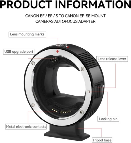 Miniatura 5 de 7artisans Adaptador de lente EF-SE Anillo convertidor de lente de enfoque automático compatible con lente Canon EF/EF-S y cámara Sony E-Mount