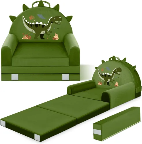 Miniatura 12 de Sofá cama para niños con funda extraíble lavable y respaldo de cinta mágica - Silla plegable para niños pequeños, cómodos muebles de terciopelo