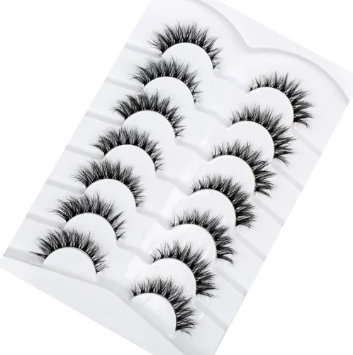 Miniatura 171 de Pooplunch - Pestañas postizas finas de visón sintético, estilo ojo de gato, naturales, cruzadas, tipo racimo, efecto 8D de volumen, tiras