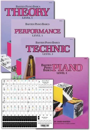 Bastien Bastien - Juego de aprendizaje de nivel 1 para piano básico, lección, teoría, actuación, técnica y arte y teclas de piano de música Julieta