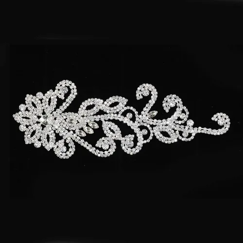 Miniatura 10 de Jerler Apliques de diamantes de imitación, elegante cinturón de diamantes de imitación de cristal plateado que cose en el cinturón nupcial