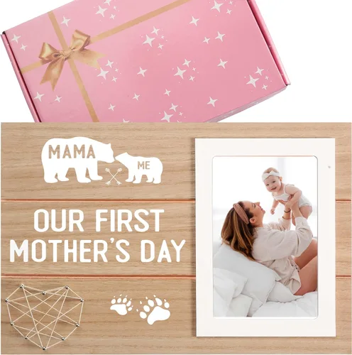 Regalos para el primer día de la madre para mamá y bebé, regalos para el Día de la Madre 2026, marco de fotos con tema de oso para mamá y bebé, niño