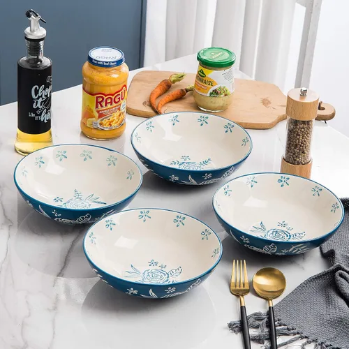 Miniatura 2 de Wisenvoy Cuencos de pasta para ensalada de 8 pulgadas para pasta, 32 onzas, cuencos para pasta, juego de 4 cuencos de cerámica para servir