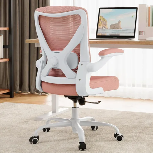 Miniatura 8 de Silla de oficina Silla de escritorio ergonómica cómoda: Silla de computadora de malla de 331 libras, sillas ergonómicas para juegos con ruedas, Rosa