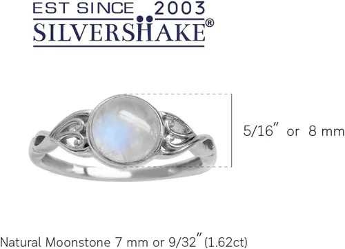 Miniatura 3 de Silvershake Anillo solitario de plata de ley 925 con piedra lunar natural de 0.27., plata, 7.5, RN0092995-7.5-SilverShake