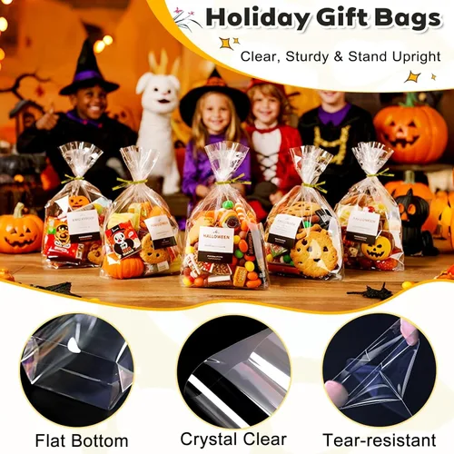 Miniatura 4 de PigPotParty Bolsas de celofán de 6 x 9 pulgadas, paquete de 100 bolsas transparentes con refuerzo inferior para exhibición de pie, pequeño