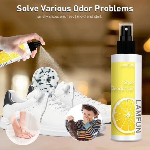 Miniatura 3 de Eliminador de olores de zapatos, desodorante en aerosol para pies de fresia y limón, desodorante natural para zapatos, pies, tenis, botas