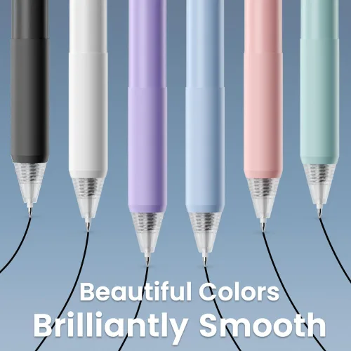 Miniatura 5 de Bolígrafos de gel - Tinta negra 4 piezas 0.5 mm de punta fina, pluma de escritura suave, suministros para oficina, escuela y diario (negro)