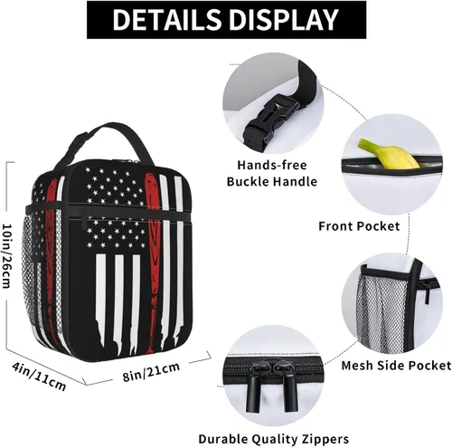 Miniatura 6 de Miaoquhe Lonchera de béisbol para hombres, bolsa de béisbol con bandera estadounidense para mujeres, bolsa de almuerzo para niños, bolsa de almuerzo