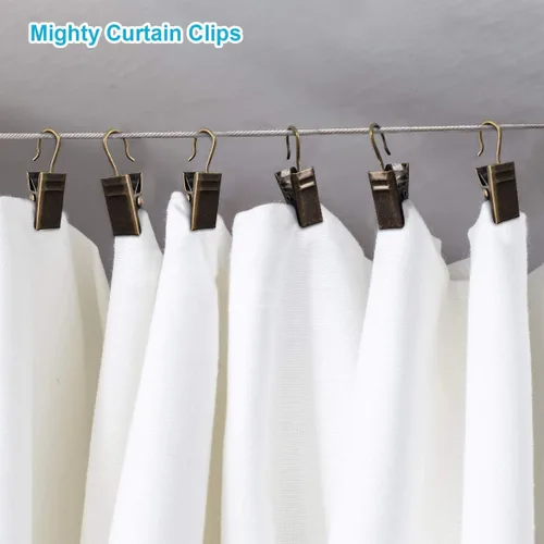 Miniatura 3 de Coideal Pequeños Ganchos para Cortinas de Bronce, 100 Piezas de Ganchos de Latón Metálico para Colgar Luces de Fiesta, Accesorios para Decoración