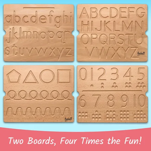 Miniatura 7 de Hulats Aprende a Escribir - Tablas de Trazado de Números y Letras para Niños de 3-5 años - Tableros de Aprendizaje de Alfabeto de Madera Montessori