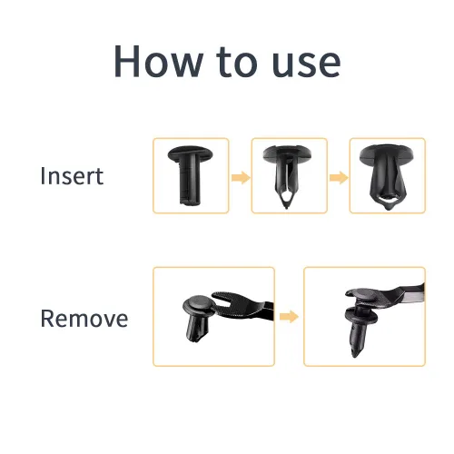 Miniatura 3 de KEMIMOTO 100 piezas de remaches de plástico de 8 mm para parachoques de nylon, clips para auto, sujetadores de tipo de empuje, tornillos