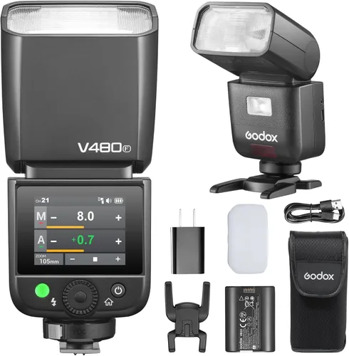Miniatura 12 de Godox V480S TTL Speedlite Flash para cámaras Sony, GN50, pantalla táctil de 2.0 pulgadas, HSS 1/8000s, sincronización de obturador electrónico, 2.4G