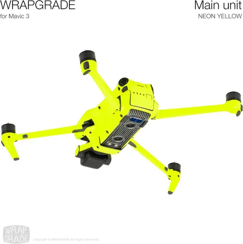 Miniatura 5 de WRAPGRADE Adhesivos de piel completa para DJI Mavic 3 / Mavic 3 Classic (amarillo neón)