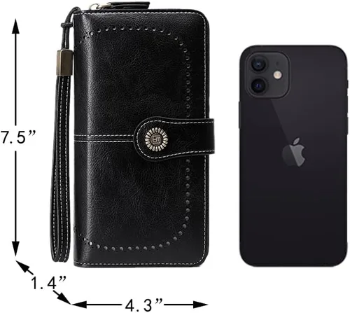 Miniatura 5 de JEVIYO Cartera para mujer con bloqueo RFID monederos pequeños para mujer a negro Casual