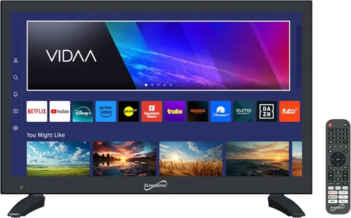 Miniatura 8 de Supersonic SC-1520VTV TV 15.6 pulgadas Smart AC/DC LED TV alimentado por VIDAA, 1080p, WiFi, altavoces incorporados, USB, 3 x HDMI ARC, para cocina