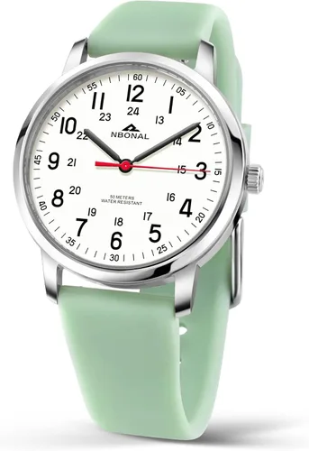 NBONAL Nurse Watch Doctor Medical Student Watch for Women 50 Meters Waterproof Easy Read Glow White Dial 24 Hour Military Style Numbers NB-211L