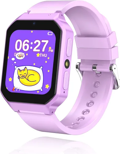 Reloj inteligente para niños de 3 a 12 años y niñas, 26 juegos de rompecabezas, reloj inteligente con cámara, podómetro, cronómetro, reproductor de