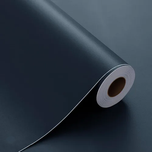 Miniatura 9 de FUKU MON Papel tapiz negro de 24"x394" para despegar y pegar, papel de contacto negro mate texturizado sólido, autoadhesivo, extraíble, grueso