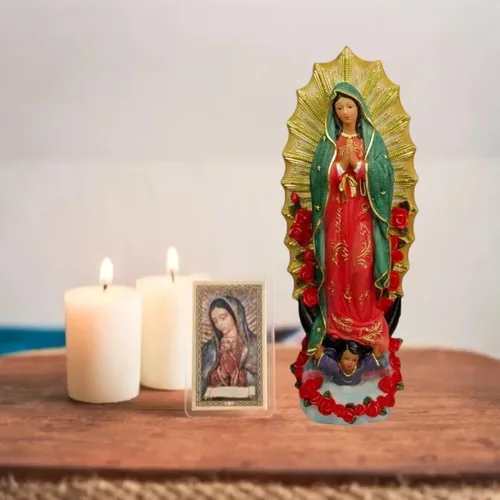 Miniatura 4 de Estatuas de Virgen de Guadalupe de 10 pulgadas, estatua de Virgen María de Guadalupe, estatua grande de resina de Virgencita María Colorido
