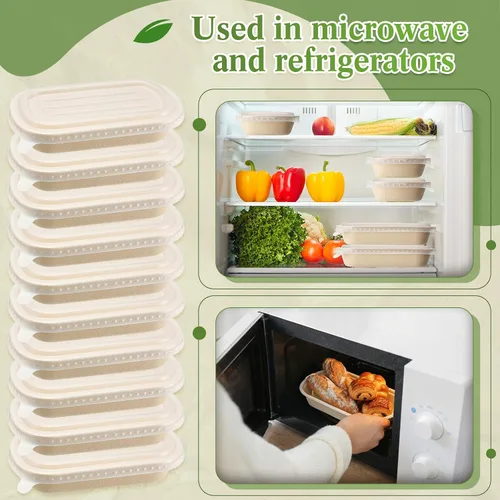 Miniatura 6 de Remerry 50 juegos de 17 oz, tazones desechables con tapas de papel, recipientes desechables de papel para preparación de comidas, recipientes