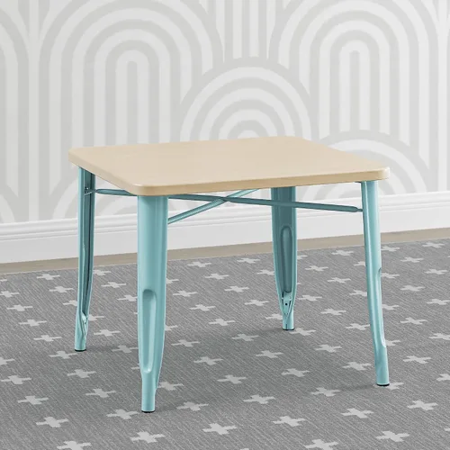 Miniatura 2 de Delta Children Mesa de juego infantil Bistro - Ideal para manualidades, hora de la merienda, educación en casa, tareas y más, Metal Aqua/Abedul